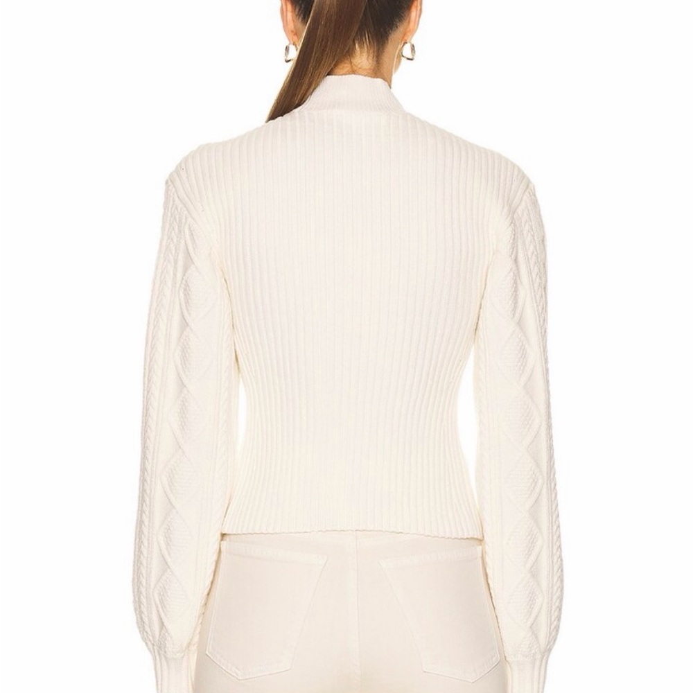 Jonathan Simkhai Elkie Fisherman Cable knit Ivory Turtleneck Sweater - Picture 2 of 4